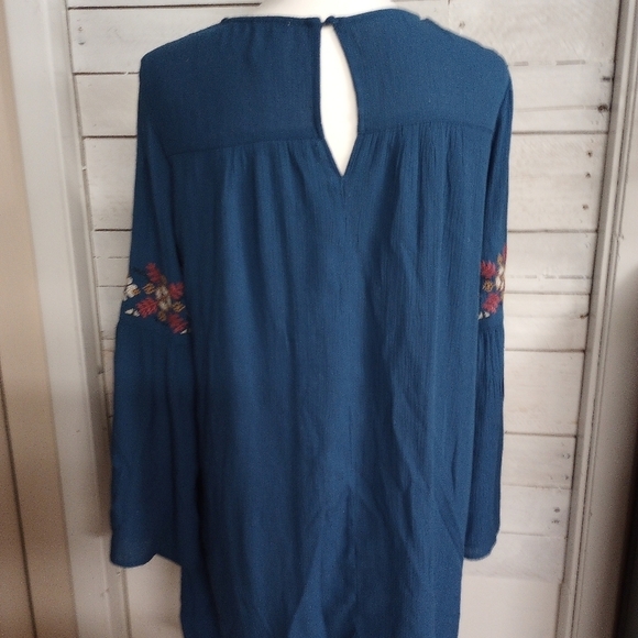 Blue Rain Francesca's Size Small Mini Dress Or Long Shirt Blue Floral Boho - Picture 4 of 12